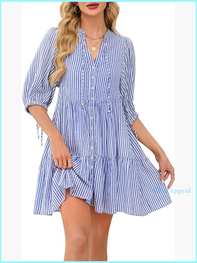 Floral Boho Shift Dress Puff Sleeve V Neck Summer Beach Mini